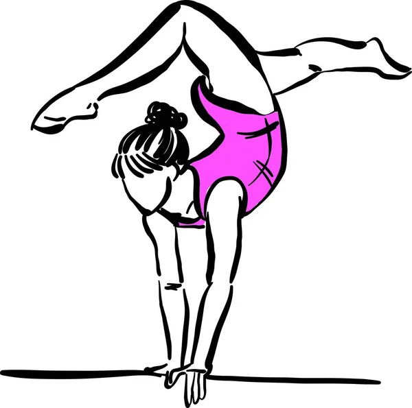 Gymnastics Woman Sports Profession Work Doodle Design Drawing Vector Illustration — Stock Vector