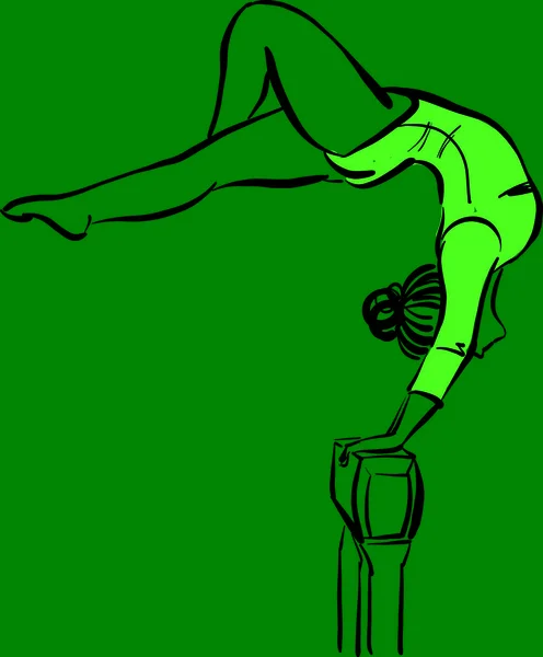 Gymnastik Woman Sport Yrke Arbete Klotter Design Ritning Vektor Illustration — Stock vektor