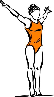 Jimnastik Kadın 9 spor mesleği karalama tasarımı vektör çizimi