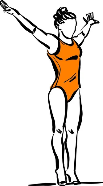 Gimnastyka Woman Sport Zawód Praca Doodle Design Rysunek Wektor Ilustracja — Wektor stockowy