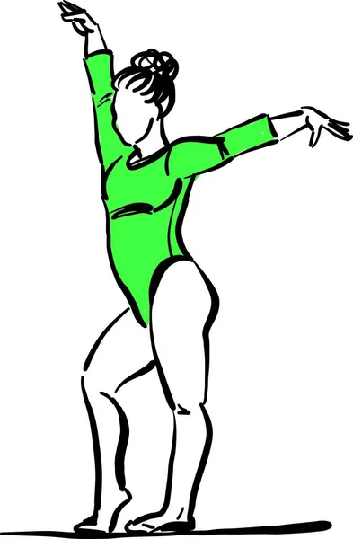 Gymnastika Žena Sportovní Profese Práce Doodle Design Kreslení Vektorové Ilustrace — Stockový vektor