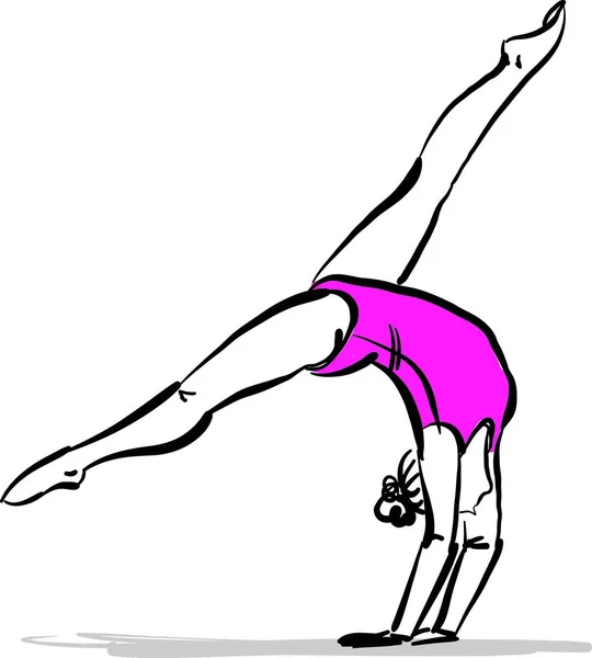 Gymnastics Woman Sports Profession Work Doodle Design Drawing Vector Illustration — Stock Vector