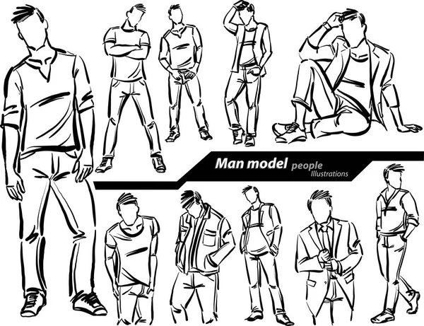 Człowiek Model Ludzie Ilustracja Modelowanie Wektor Męski Zawód — Wektor stockowy