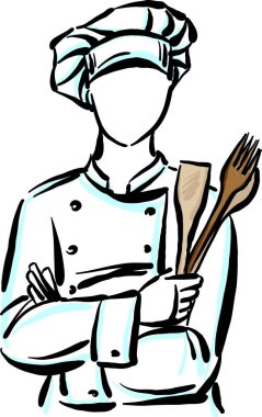 Şef Cooker 5 meslek karalama tasarımı vektör çizimi çizimi