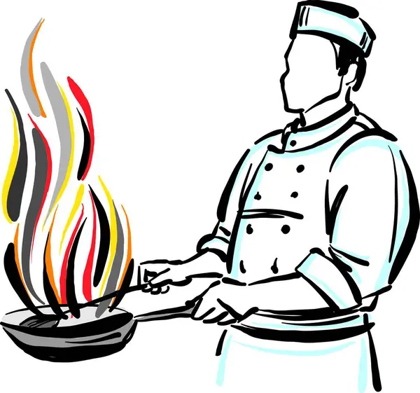 Chef Cuisinier Profession Travail Doodle Conception Dessin Illustration Vectorielle — Image vectorielle