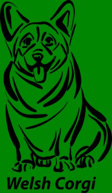 Siyah ve beyaz köpekler Corgi tasarım çizimi sanat en popüler fırça darbesi serbest çizim çizim vektör illüstrasyonu