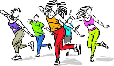 Hip hop dansçısı fitness insanlar aktif yaşam tarzı vektör illüstrasyonu