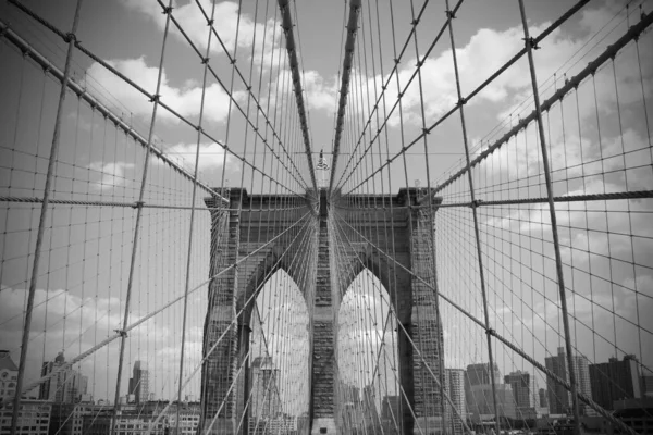 Γέφυρα Του Μπρούκλιν Νέα Υόρκη Close Αρχιτεκτονική Λεπτομέρεια — Φωτογραφία Αρχείου