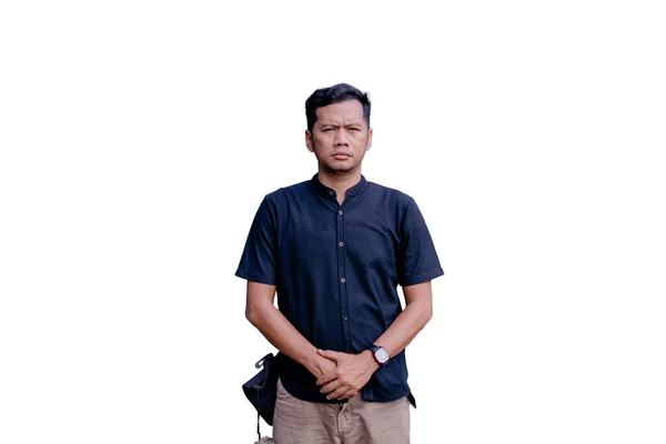 Bogor Abril 2023 Hombre Que Vigila Tierra Alguien Fondo Blanco — Foto de Stock