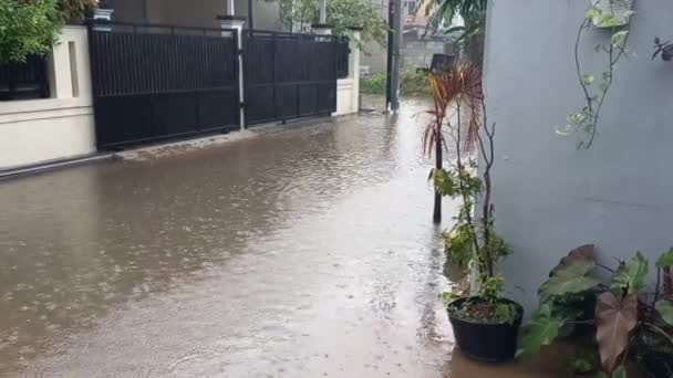 Inundação Frente Casa Tão Alta Quanto Centímetros — Vídeo de Stock