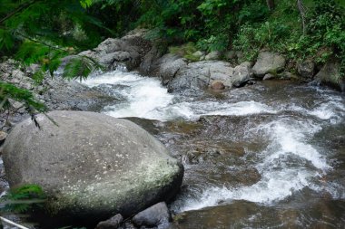 Güçlü akmayan küçük bir nehir birçok kişi tarafından nehrin ortasında oynamak için kullanılabilir.