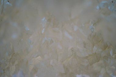 Düğün dekorasyonu için beyaz yapay yapraklar. Eşitliğe biraz zarafet ve cazibe katıyor.