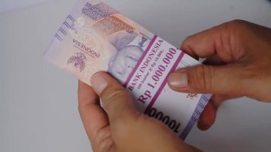 Endonezya Rupiah Banknotları Bir Paket İnceleme Yakın Çekim Mali Görünüm