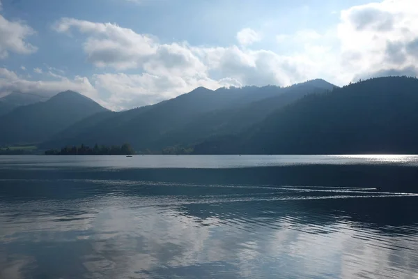 Озеро Тегернзее Баварии Германия Фоне Гор — стоковое фото