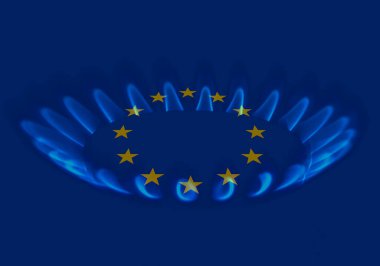 Avrupa Birliği ve doğalgaz krizi - AB bayrağı doğalgaz ocağında