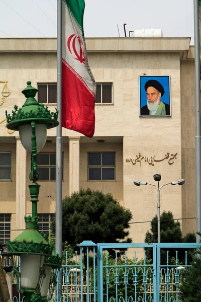 Teherán Irán Abril 2018 Foto Del Ayatolá Jomeini Exhibe Una — Foto de Stock