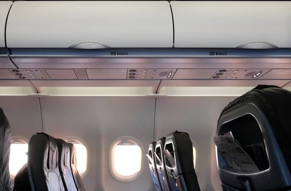Innenraum Des Flugzeugs Leere Sitze Während Des Fluges — Stockfoto