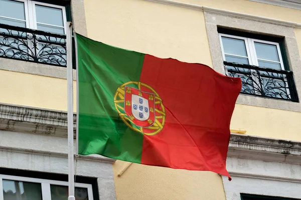 Portugese Vlag Wapperend Wind Lissabon — Stockfoto