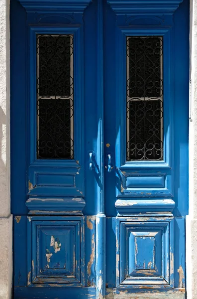 Porta Legno Blu Lisbona Portogallo — Foto Stock