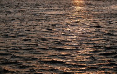 Gün batımında hareket halindeki okyanus dalgalarına yakın çekim