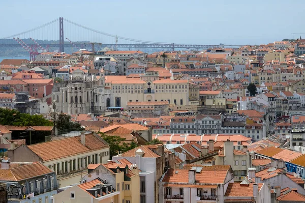 stock image Buildings and roof tops in Lisbon in the afternoon hours