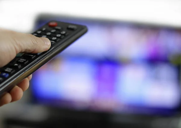 Remote Control Screen Binge Watching Favorite Show — Stock Photo, Image