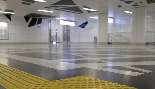 Subway Station Floor Pattern Blind People Follow — Stock Photo, Image