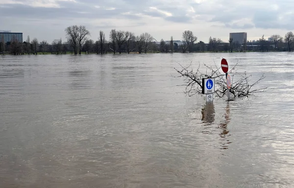 Extreme weather - flooded pedestrian zone in Cologne, Germany