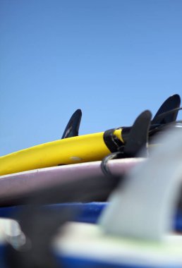 San Diego, Kaliforniya 'da bir sahilde sörf tahtaları