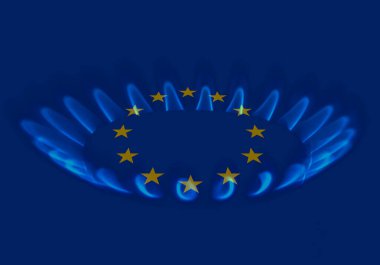 Avrupa Birliği ve doğalgaz krizi - AB bayrağı doğalgaz ocağında
