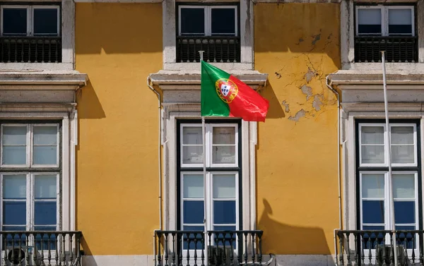 Portuguese Flag Waving Wind Lisbon — Stock Photo, Image