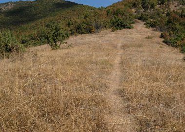 Kuzey Makedonya 'daki Matka Kanyonu' nu çevreleyen tepelerde yürüyüş yolları
