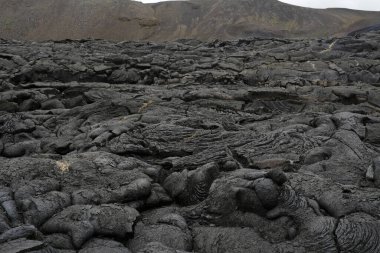 İzlanda 'nın en yeni volkanı Geldingadalir' in lav tarlası.