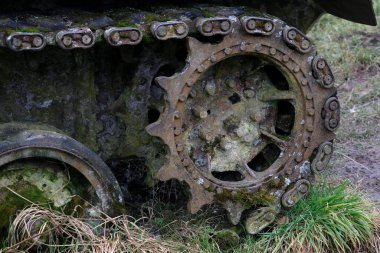 Batı Almanya 'da İkinci Dünya Savaşı' ndan kalma bir tankın kalıntıları.