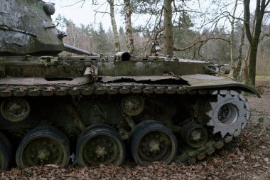 Batı Almanya 'da İkinci Dünya Savaşı' ndan kalma bir tankın kalıntıları.
