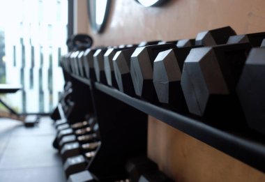 Spor salonundaki ağırlık rafına odaklan.