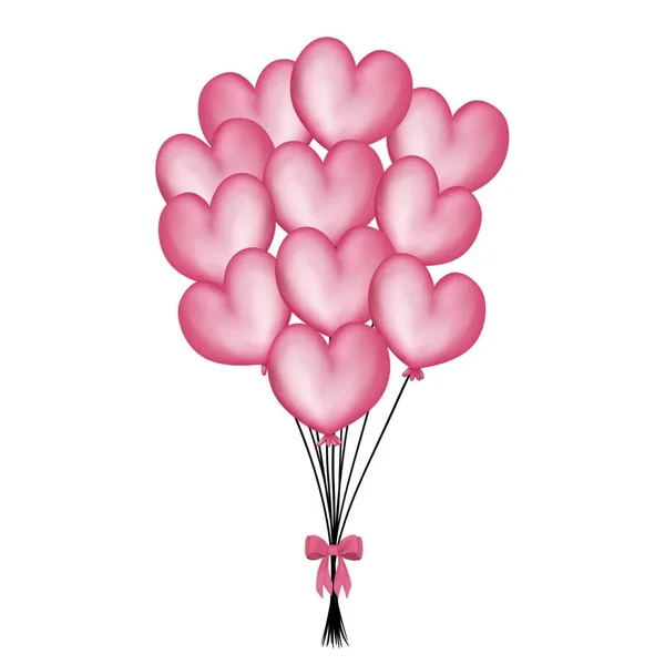 Watercolor pink heart shaped balloons. Watercolor illustration. Perfect for Valentine's Day,greeting cards,wedding invitation,baby shower,etc.