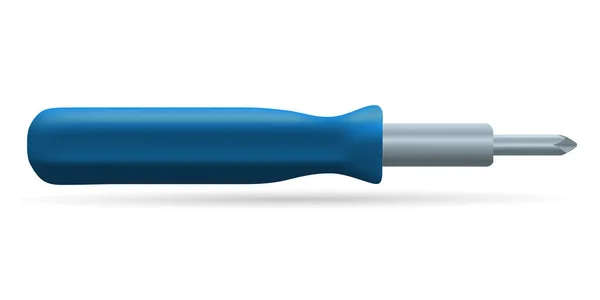 现实的矢量螺丝刀 白色背景的蓝色螺丝刀修理工具 — 图库矢量图片#