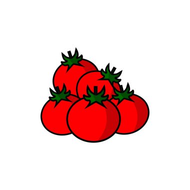 Düz kırmızı domates sebze ikonu. Karikatür domates sebze ikonu beyazı üzerinde izole edilmiş.
