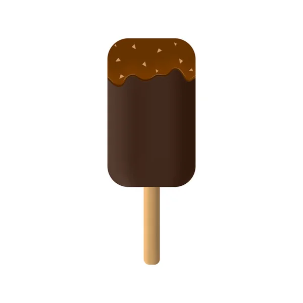 Çikolatalı Dondurmanın Vektör Çizimi Lezzetli Karamel Kremalı Reklam Promosyon Ürün — Stok Vektör