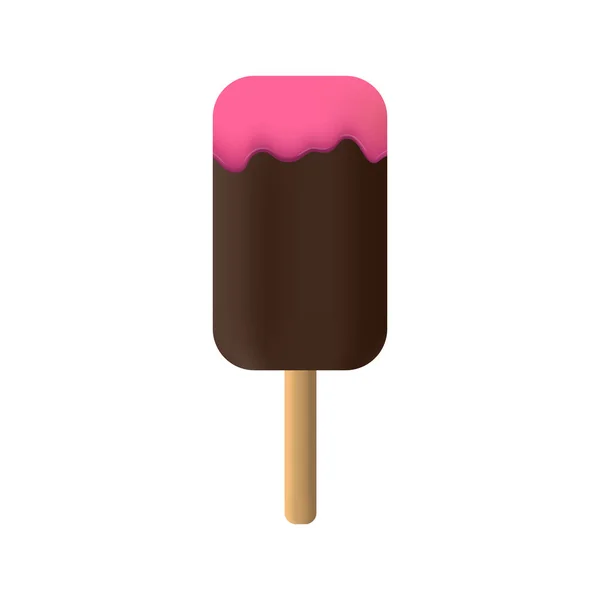초콜릿 아이스크림에 분홍색 크림을 넣었어요 아이스크림 일러스트 — 스톡 벡터