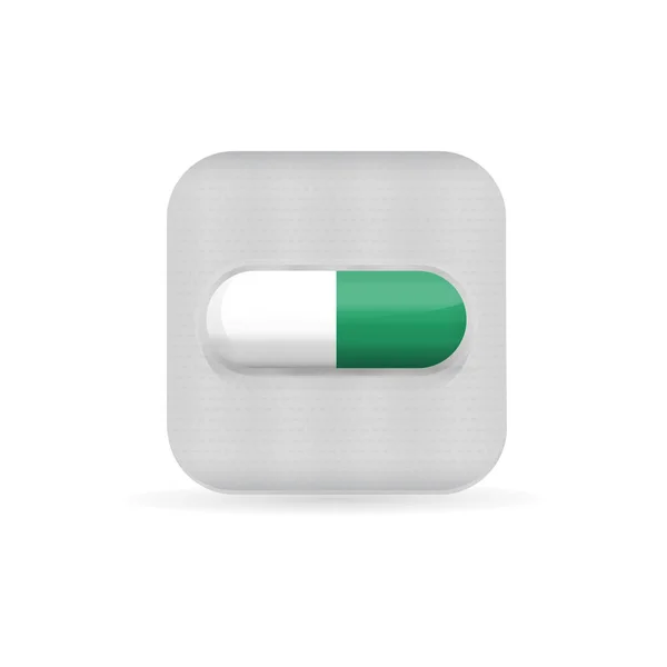 Realistický Blistr Tablety Tobolka Blistru Vektorové Ilustrace Lék Kapsle Pilulka — Stockový vektor