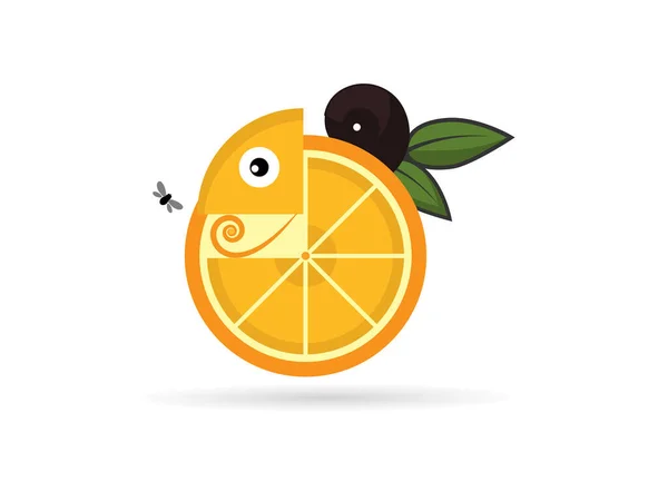 Ein Frisches Orangefarbenes Logo Kombiniert Mit Einem Chamäleon Das Käfer — Stockvektor