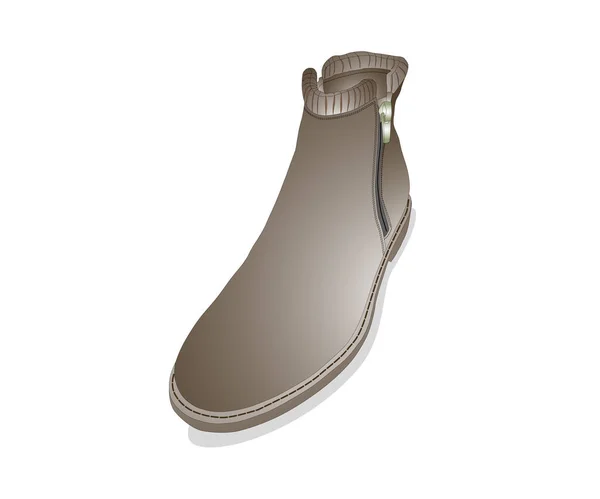 Schuhe Reißverschluss Lederstiefel Abbildung Des Braunen Schuhvektors — Stockvektor