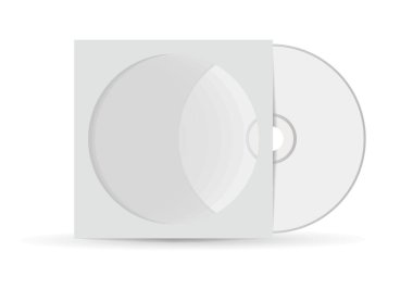 Örtü şablonlu gerçekçi boş CD. Beyazda izole edilmiş kompakt disk simgesi tasarım şablonu. Cd vektör çizimi
