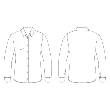 Şablon için Mens uzun kollu gömlek vektörü. Önde ve arkada beyaz uzun kollu üniforma