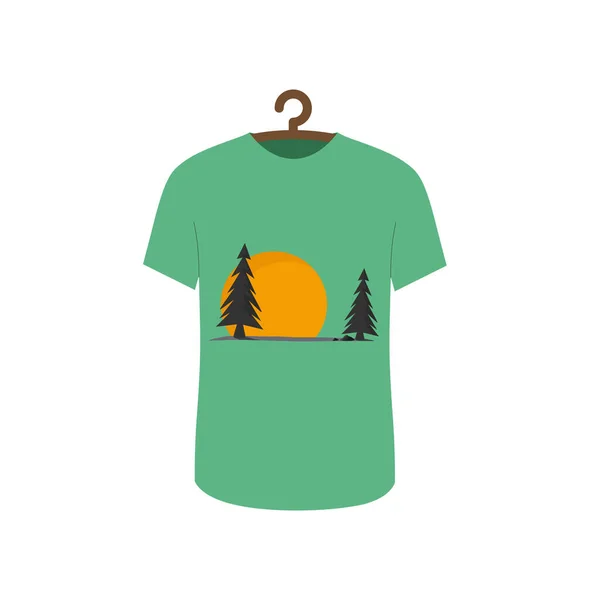 Green Shirt Stunning Sunset Nature Unisex Shirt Vector Illustration — Stock Vector