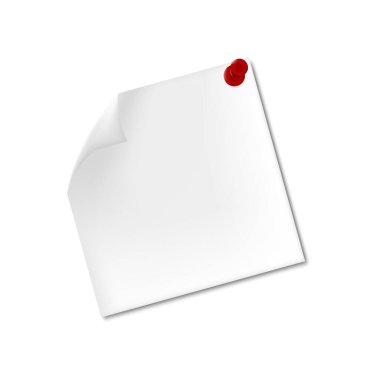 Kırmızı raptiyeli gerçekçi beyaz hatırlatma notları