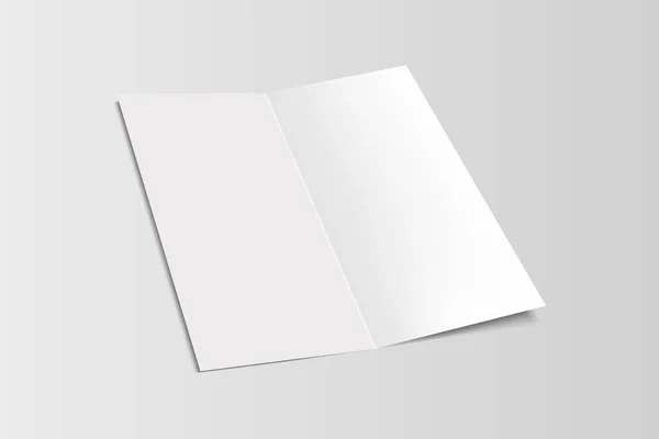 Een Blanco Brochure Model Sjabloon Van Open Portretbrochure Geïsoleerd Grijze — Stockvector