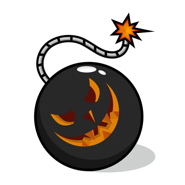 Bomben Redo Att Explodera Med Monsteransiktsform Halloween Tema Illustration Bomb — Stock vektor
